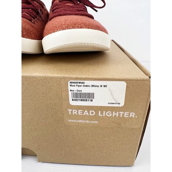 ALLBIRDS WOOL PIPER Diablo Red/Orange SHOES LACE UP SNEAKER Women SIZE 8 New! - Picture 3 of 11